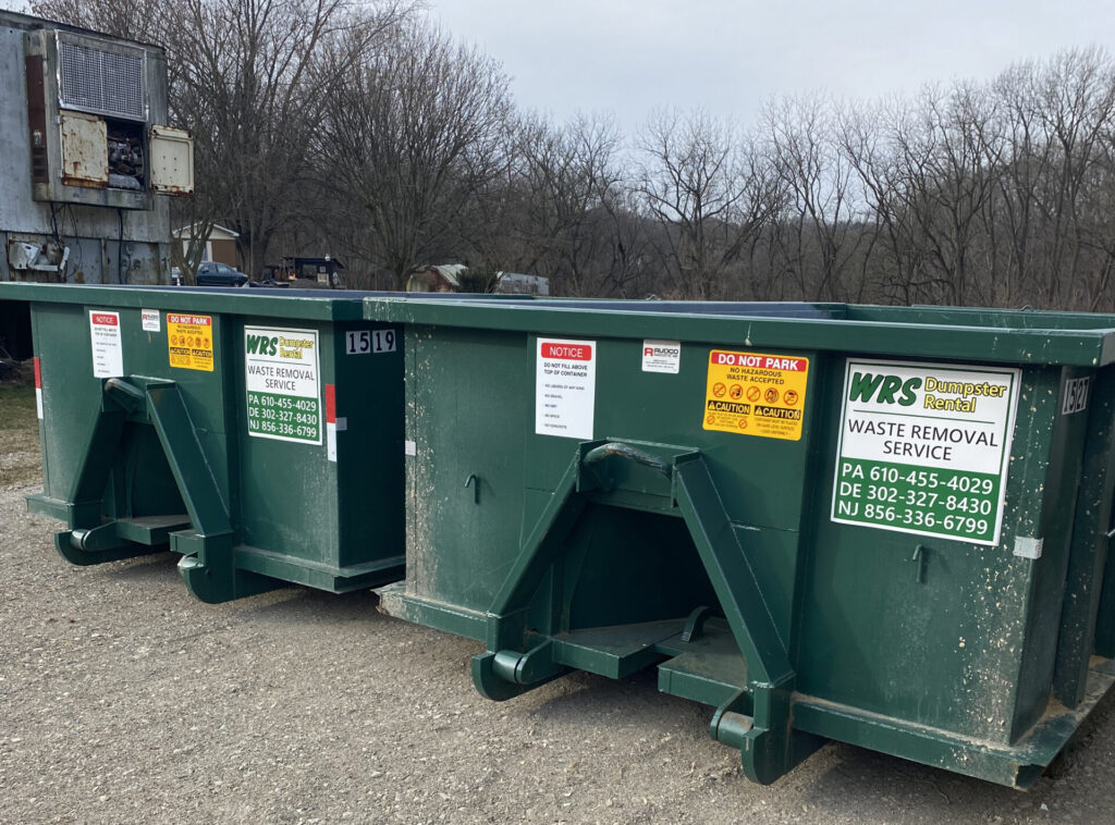 Two Dumpsters on location in Teaneck NJ