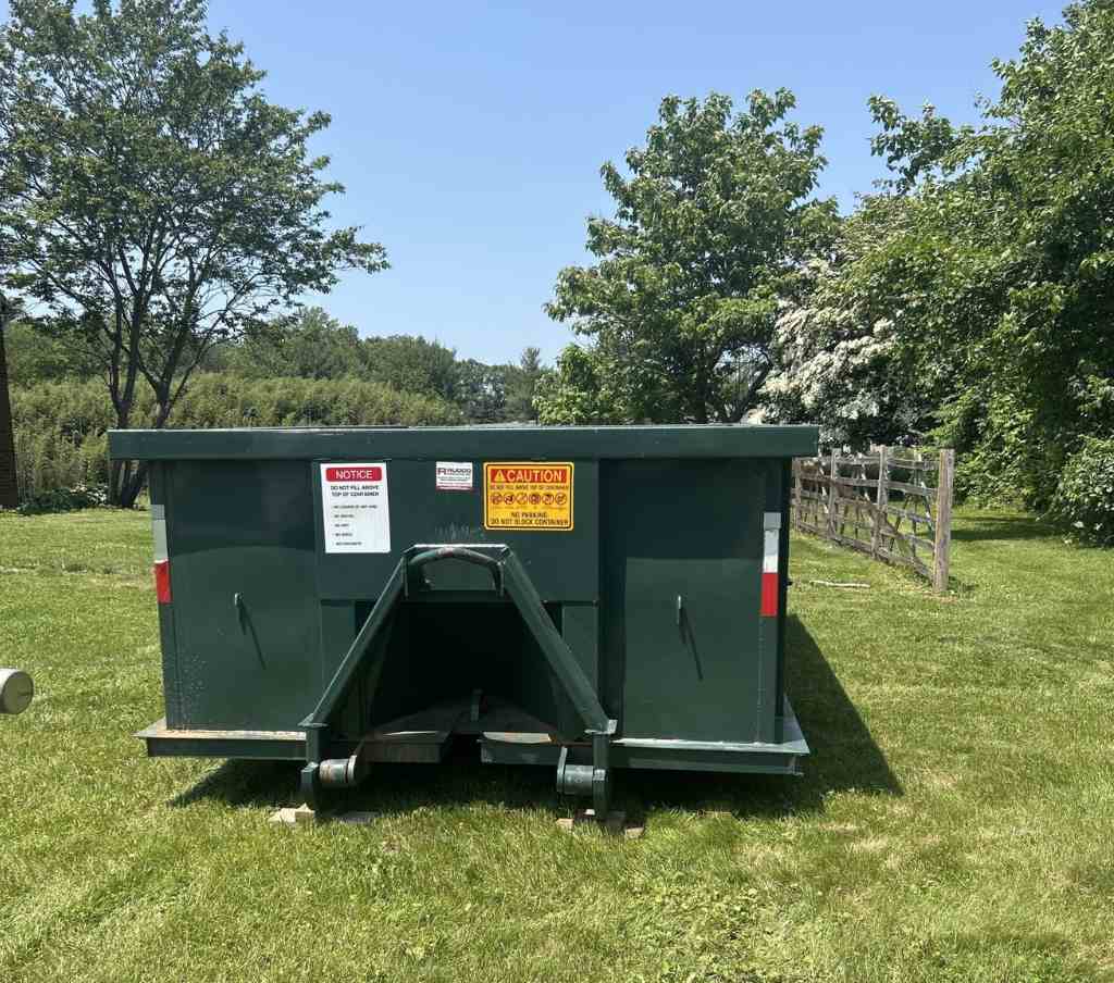 WRS roll-off dumpster delivered for a farm cleanout in Nottingham, PA